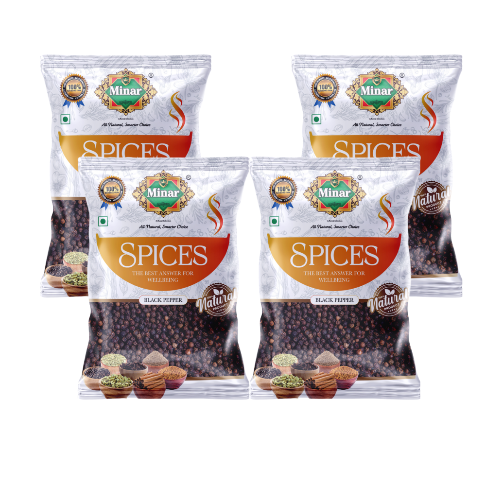 Minar 100% Natural Black Pepper(Kali Mirch) (100g X 4)
